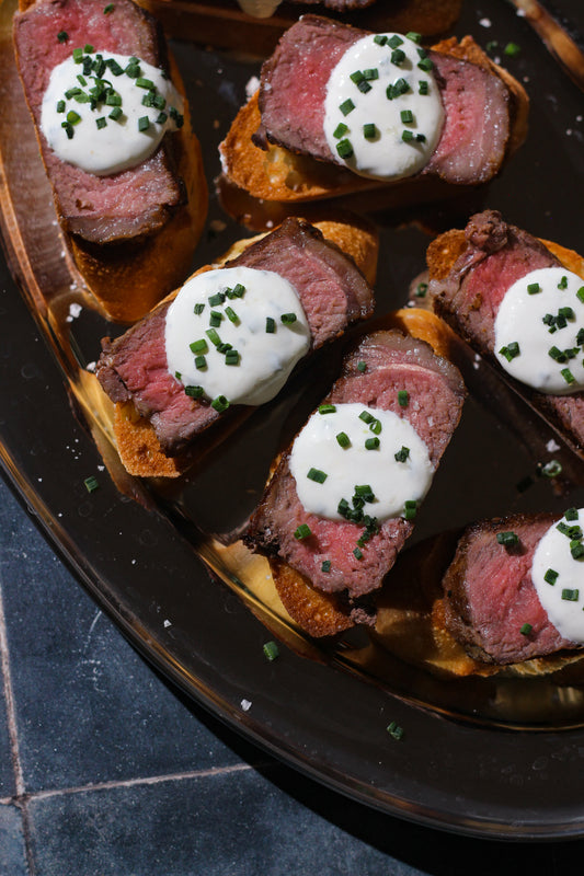 Horseradish Chive Steak Crostini
